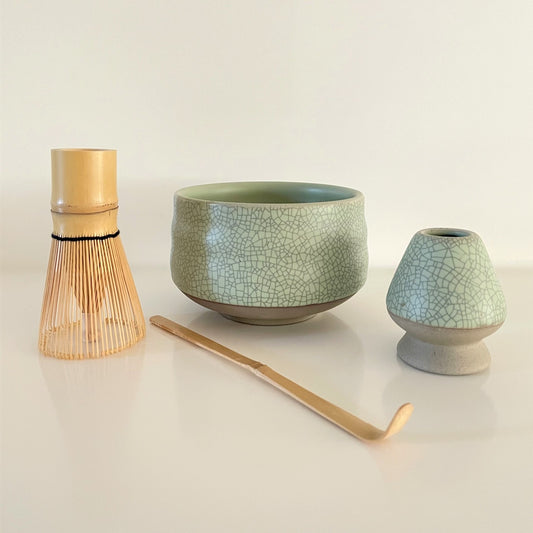 4-Piece Matcha Tea Set_Green Crackled