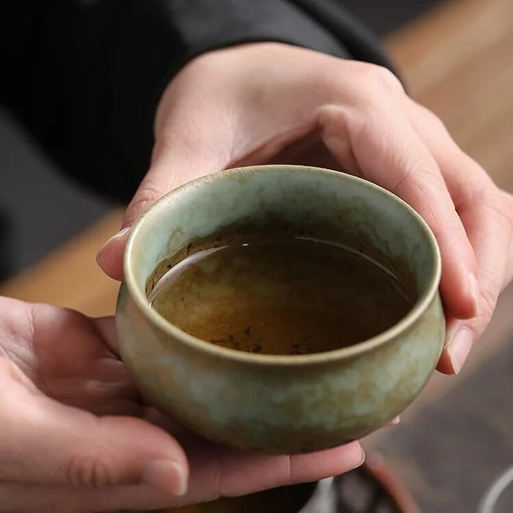 1 Cup of Ceramic Five Piece Element Kung Fu Tea Cup Set_Green