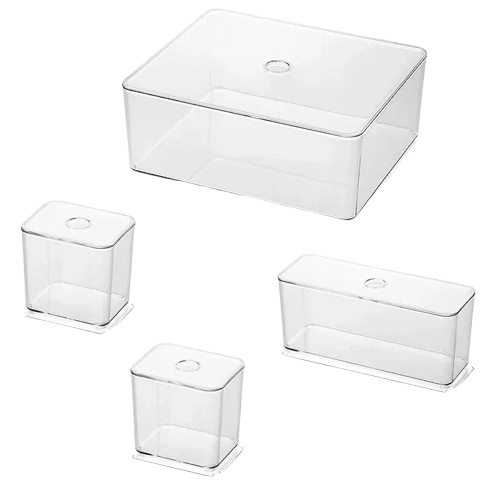Clear Acrylic Storage Boxes with Lids for Stationery, Cosmetics and Underwear Organization - 3 Set of 2 Small, 1 Medium and 1 Large