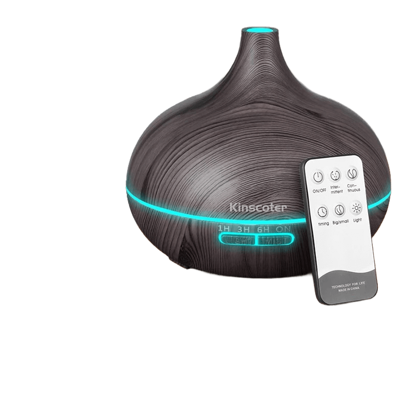 Dark Wood Grain Effect Aromatherapy Diffuser and Humidifier with Remote Control
