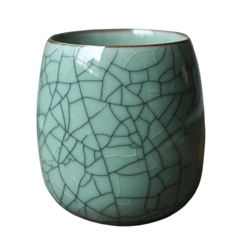Green Black Crackle Glaze Celadon Porcelain Chinese Tea or Coffee Cup of 220ml