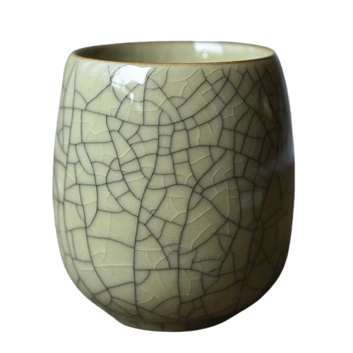 Olive Black Crackle Glaze Celadon Porcelain Chinese Tea or Coffee Cup of 220ml