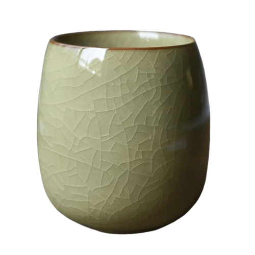 Olive Crackle Glaze Celadon Porcelain Chinese Tea or Coffee Cup of 220ml