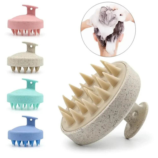 Silicone Shampoo Brush & Scalp Massager_Blue_Beige_Pink-Green