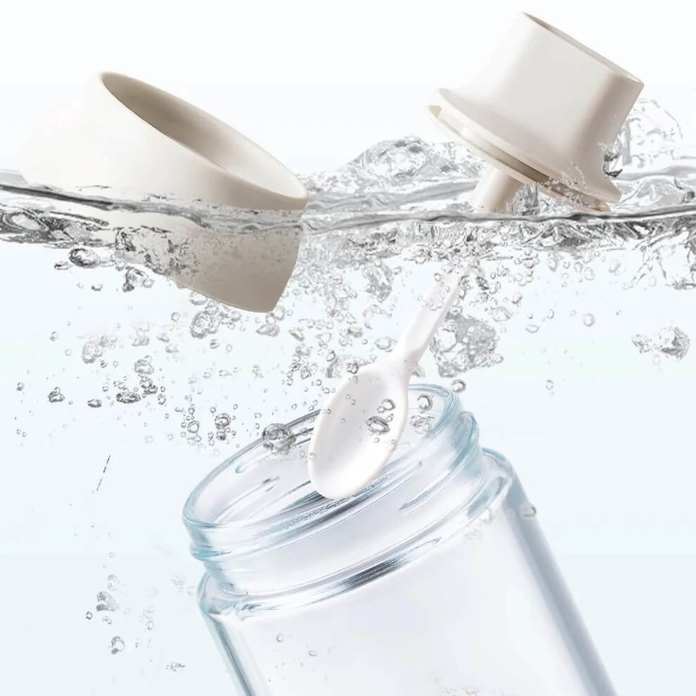 Transparent Glass Condiment Jar with Integrated Spoon Lid_Easy to Clean