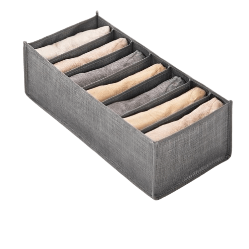 Wardrobe or Drawer Clothes Organizer in Grey with 7 Partitions Length 35cm x Width 17cm x Depth 12cm