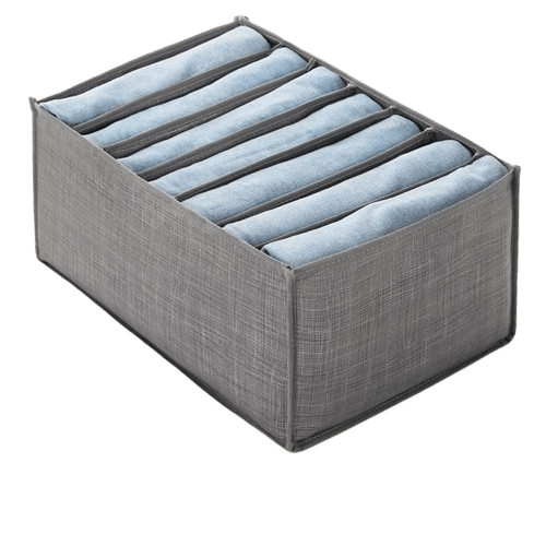 Wardrobe or Drawer Clothes Organizer in Grey with 7 Partitions Length 35cm x Width 24cm x Depth 17cm